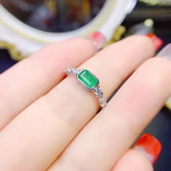 Женское кольцо с изумрудом класса I, обручальное кольцо из серебра 100% пробы, 4 Х6 мм, 925