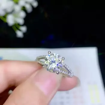 Женское кольцо с кристаллами moissanite, ювелирное изделие, подарок, Настоящее серебро 925 пробы, обручальное кольцо, Размер 8 мм x 8 мм