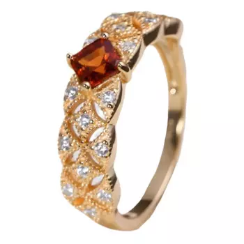 Женское кольцо с микро бриллиантами, кружевное плетеное кольцо из серебра 925 пробы с натуральным гранатом