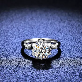 Женское кольцо с муассанитом из 18-каратного золота, Платиновое кольцо с шестью крапанами и бриллиантами, PT950