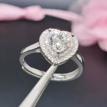 Женское кольцо с муассанитом, серебро 100% пробы, 925 D