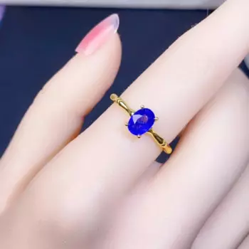 Женское кольцо с натуральным сапфиром, серебро 925 пробы, 18 К