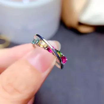 Женское кольцо с натуральным турмалином, регулируемый размер