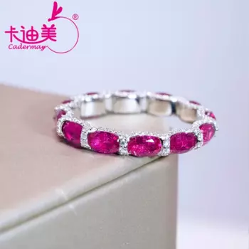 Женское кольцо с рубином и муассанитом, из серебра 18 К