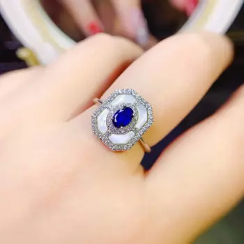 Женское кольцо с рубином и сапфиром, из серебра 925 пробы