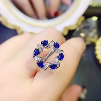 Женское кольцо с рубином и сапфиром, из серебра 925 пробы