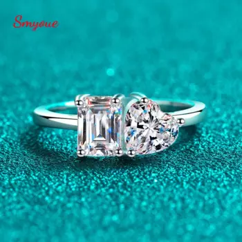 Женское кольцо Smyoue 2cttw, обручальное кольцо из серебра 925 пробы с изумрудами