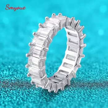 Женское кольцо Smyoue с изумрудом, обручальное кольцо из серебра 100% пробы с полным алмазом