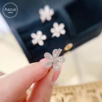 Женское кольцо в виде цветка с бриллиантами, 18K