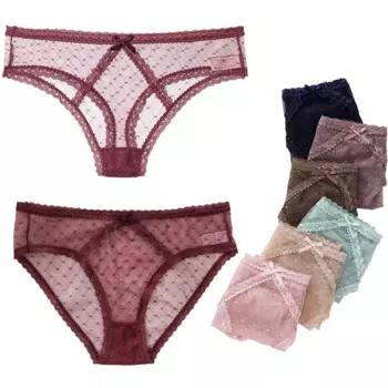 Женское кружевное нижнее белье, 100% хлопок, женское нижнее белье с бантом, трусики