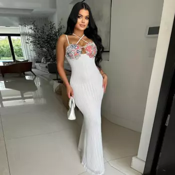 Женское кружевное платье-макси с цветочным рисунком