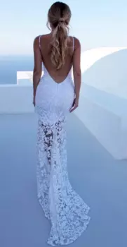 Женское кружевное платье-русалка без рукавов, с лямкой на шее