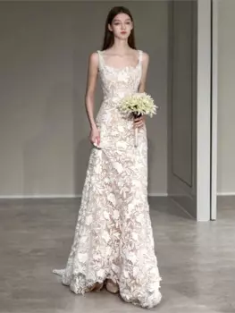 Женское кружевное платье-Русалка с фатином