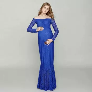 Женское кружевное платье с длинным рукавом