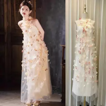 Женское кружевное платье с открытыми плечами, без рукавов