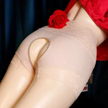 Женское кружевное Прозрачное нижнее белье, сексуальные трусики с высокой талией и открытой промежностью, стринги, трусики с вырезами, нижнее белье