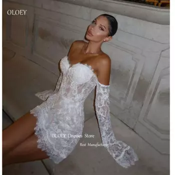 Женское кружевное свадебное платье с открытыми плечами и длинным рукавом