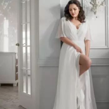 Женское кружевное свадебное платье с V-образным вырезом и коротким рукавом