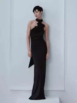 Женское летнее длинное платье с открытой спиной и высоким разрезом