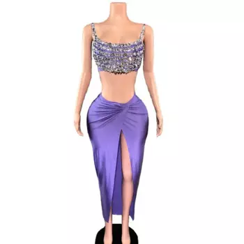 Женское летнее платье-майка с высоким разрезом и юбкой