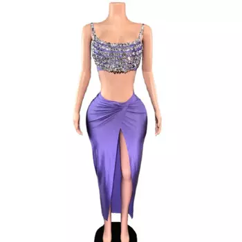 Женское летнее платье-майка с высоким разрезом и юбкой