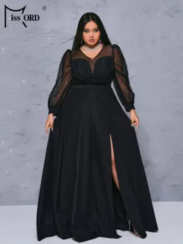 Женское летнее платье с разрезом, большие размеры