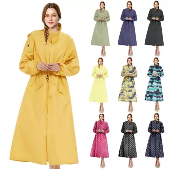 Женское непромокаемый длинный пончо на молнии, плащ для взрослых, Женский дождевик, удлиненная куртка, XL