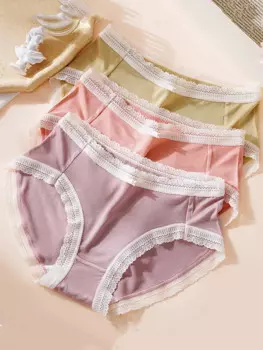 Женское нижнее белье с высокой талией, удобное нижнее белье с кружевными краями, трусики для девушек, женские трусики для периода, женское нижнее белье