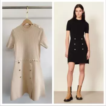 Женское облегающее мини-платье с круглым вырезом и металлическими пуговицами, платье с коротким рукавом