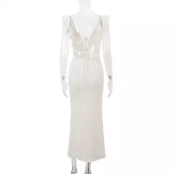 Женское облегающее платье-макси со шнуровкой