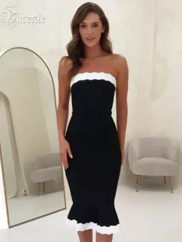 Женское облегающее платье с юбкой-годе, без бретелек