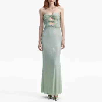 Женское облегающее платье с вырезами, длинное платье с высокой талией