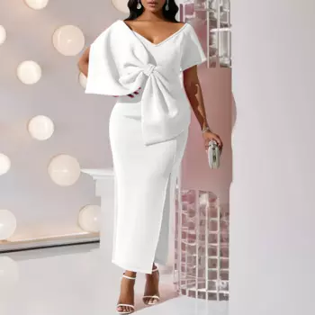 Женское облегающее платье-юбка с V-образным вырезом