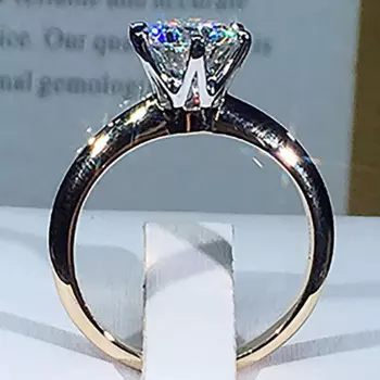 Женское Обручальное кольцо из белого золота с муассанитом, 14 к