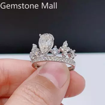 Женское Обручальное кольцо из муассанита, серебро 925 пробы, 6 Х9 мм