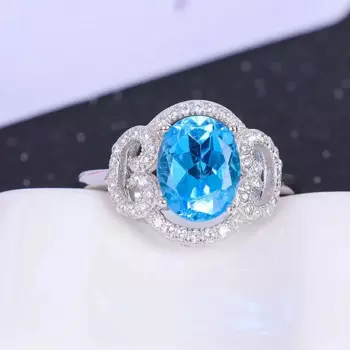 Женское Обручальное кольцо из серебра 925 пробы с натуральным топазом