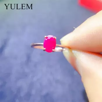 Женское Обручальное кольцо из серебра 925 пробы с натуральным Рубином