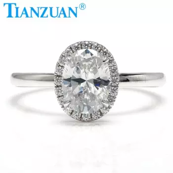 Женское Обручальное кольцо из серебра 925 пробы, с овальным муассанитом