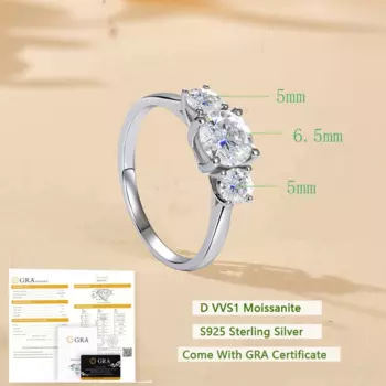 Женское Обручальное кольцо из серебра 925 пробы с муассанитом D VVS1