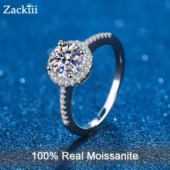 Женское Обручальное кольцо из серебра 100% пробы с муассанитом