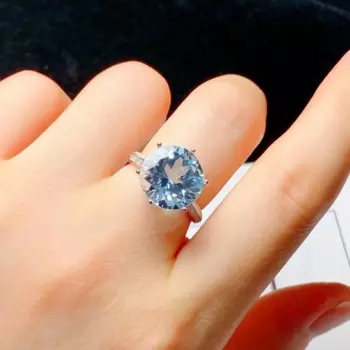 Женское Обручальное кольцо с голубым топазом, серебро 925 пробы, 12 мм