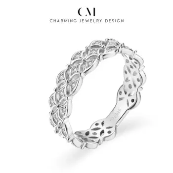 Женское Обручальное кольцо с муассанитом, из серебра 100% пробы