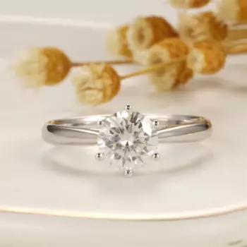 Женское Обручальное кольцо с муассанитом, 18 К, 6,5 мм, 6 зубцов