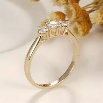 Женское Обручальное кольцо с муассанитом, под золото 14 к, 3 камня