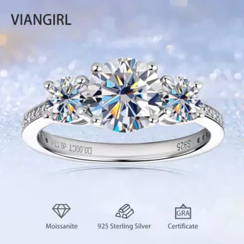 Женское Обручальное кольцо с муассанитом, из серебра 3,17 пробы