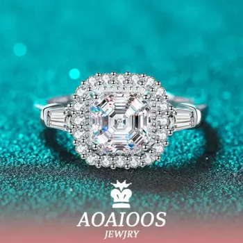 Женское Обручальное кольцо с муассанитом, из серебра 925 пробы, 18 К