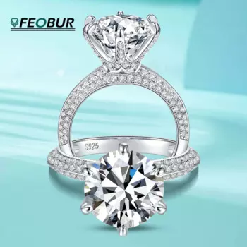 Женское Обручальное кольцо с муассанитом, серебро 925 пробы, 18 К