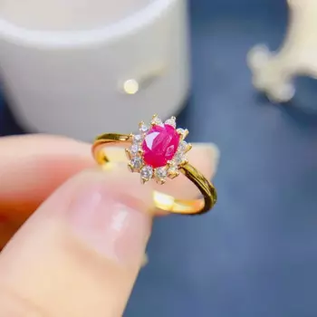 Женское Обручальное кольцо с рубином 925 карат, 4 Х6 мм