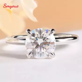 Женское Обручальное Кольцо Smyoue, покрытое 18 К муассанитом 2,06 CTTW, с Полноразмерным бриллиантом, оригинальное кольцо из стерлингового серебра S925