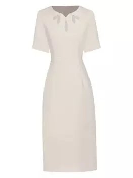 Женское однотонное платье с V-образным вырезом и коротким рукавом